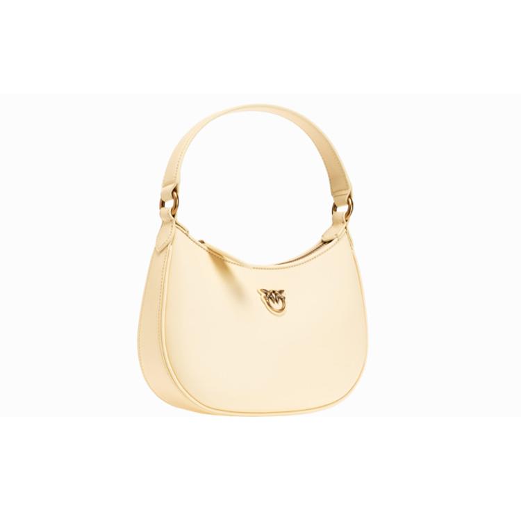 New PINKO Half Moon Series Cow Leather Crescent Bag, Shoulder Bag, Handbag Medium Women's Yellow 101523-A0F1-C08Q