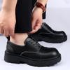 Nowa Moda Skórzane Męskie Buty Casual Oddychające Biznesowe Sznurowane Minimalizm Gruba Podeszwa Męskie Buty Podwyższające Wzrost Buty do Chodzenia