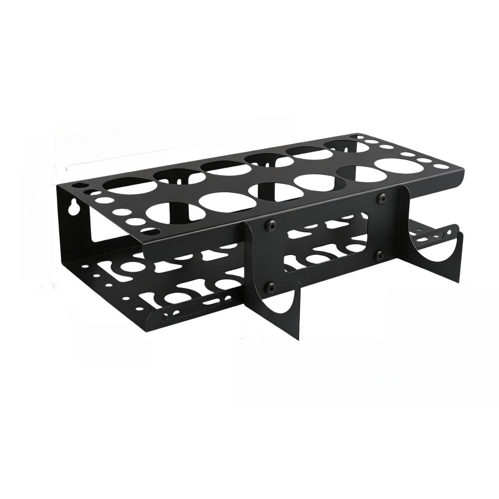 Wall Mounted 12 Slot Caulking Tool Holder for Sealant Tubes Made of Iron Black Storage Rack 40.28 X 16.89 X 8.48 Cm