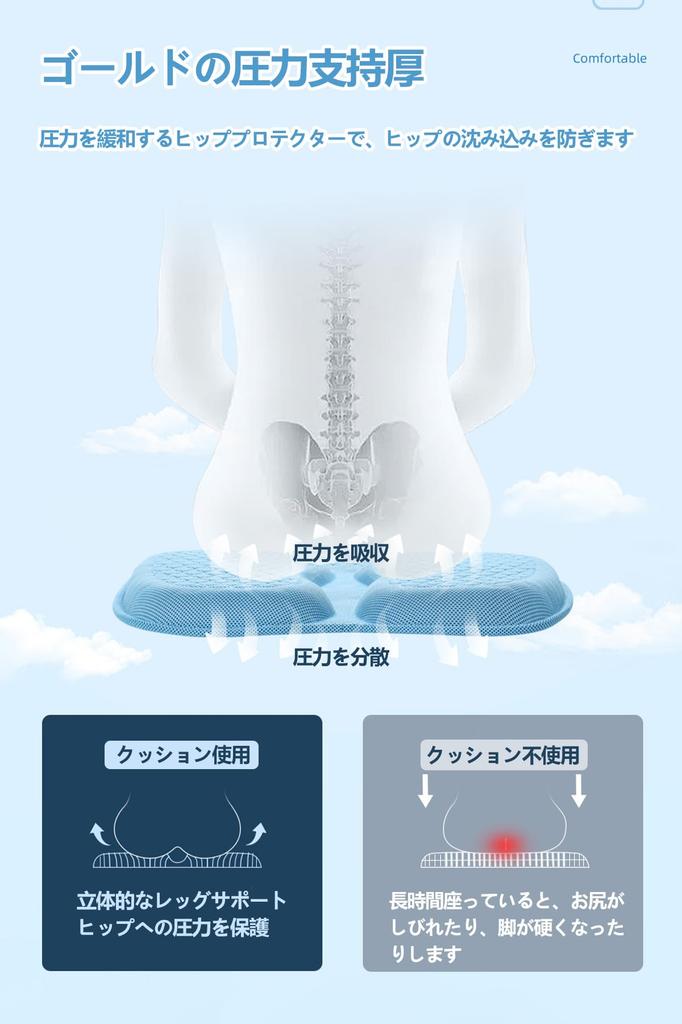 XXIAOTIAN Car Seat Gel Memory Foam Car Seat Butt Pressure for Home Use Cushion, Cushion, Pad, Support, Breathable, All-Season, High-Density, Durable,