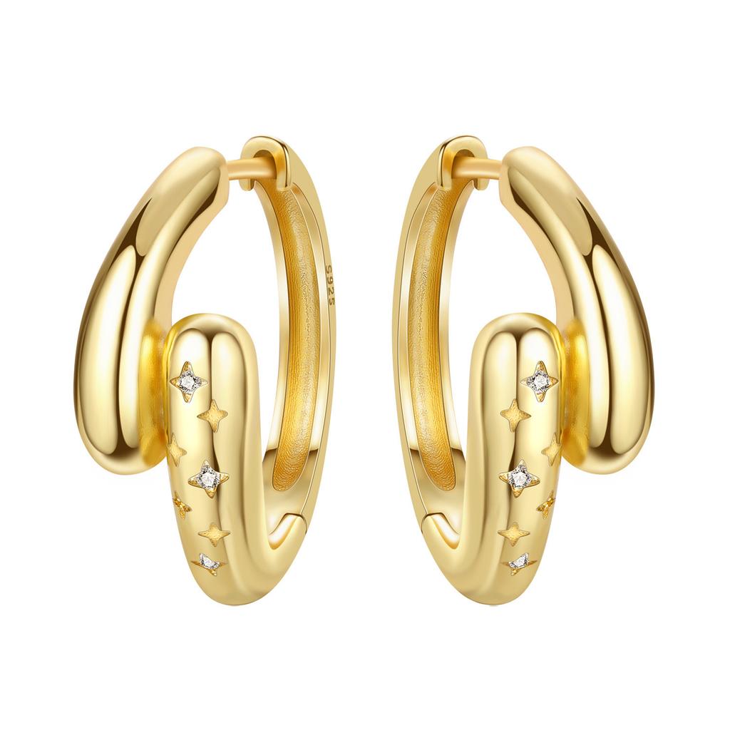 925 Sterling Silver Simple Gold U-shaped Earrings Jewelry Versatile Hoop Earrings for Women Jewelry Fine Birthday Party Gifts