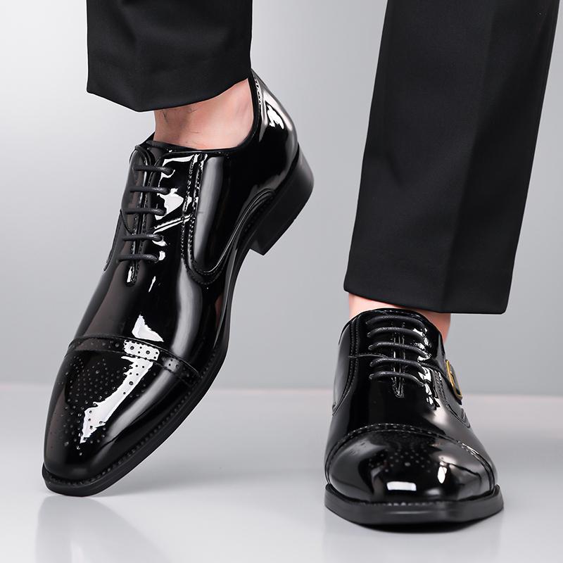 Business Men'S Leather Shoes Gentleman Retro Style Party And Office Adult Fashion Outdoor Street Shoes Versatile For Daily