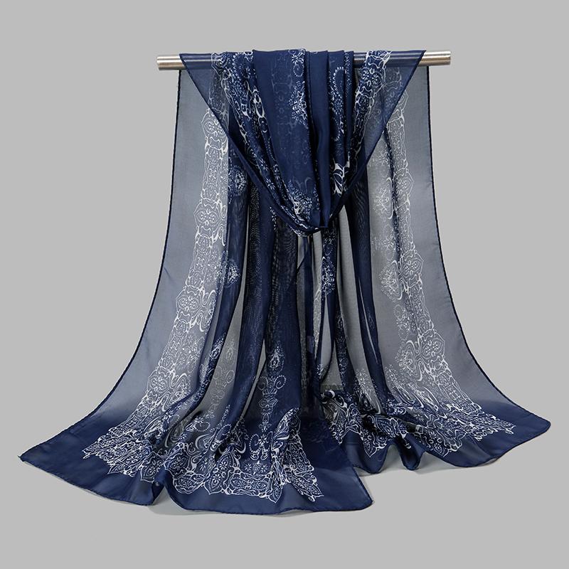 Spring Printed Chiffon Scarf Floral Printed Beach Shawl Lightweight Neck Scarf Summer Neck Sun Protection Scarf Shawl 150*50cm