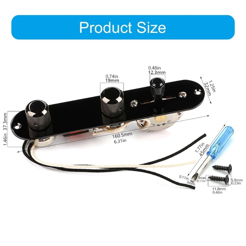 Prewired Guitar Switch Control Plate 3 Way Wired Loaded Control Plate with Switch Knob for Electric Guitar Playing Part