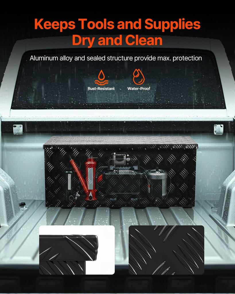 35.4"x14.6"x14.6" Heavy Duty Aluminum Truck Bed Tool Box for Pickup Black