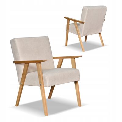 Armchair In PRL Retro Vintage Style SOLER Family Furniture Beige Velour Hunter