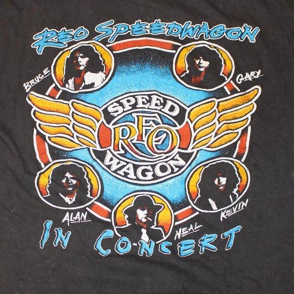 Vintage 70 s REO SpeedWagon Concert Unisex all size Shirt Black Unisex T-Shirt XL