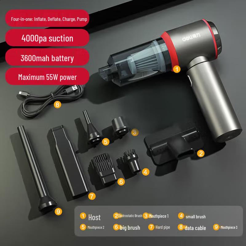 Беспроводной ручной автомобильный пылесос Deli, штекер CN (адаптер в комплекте)