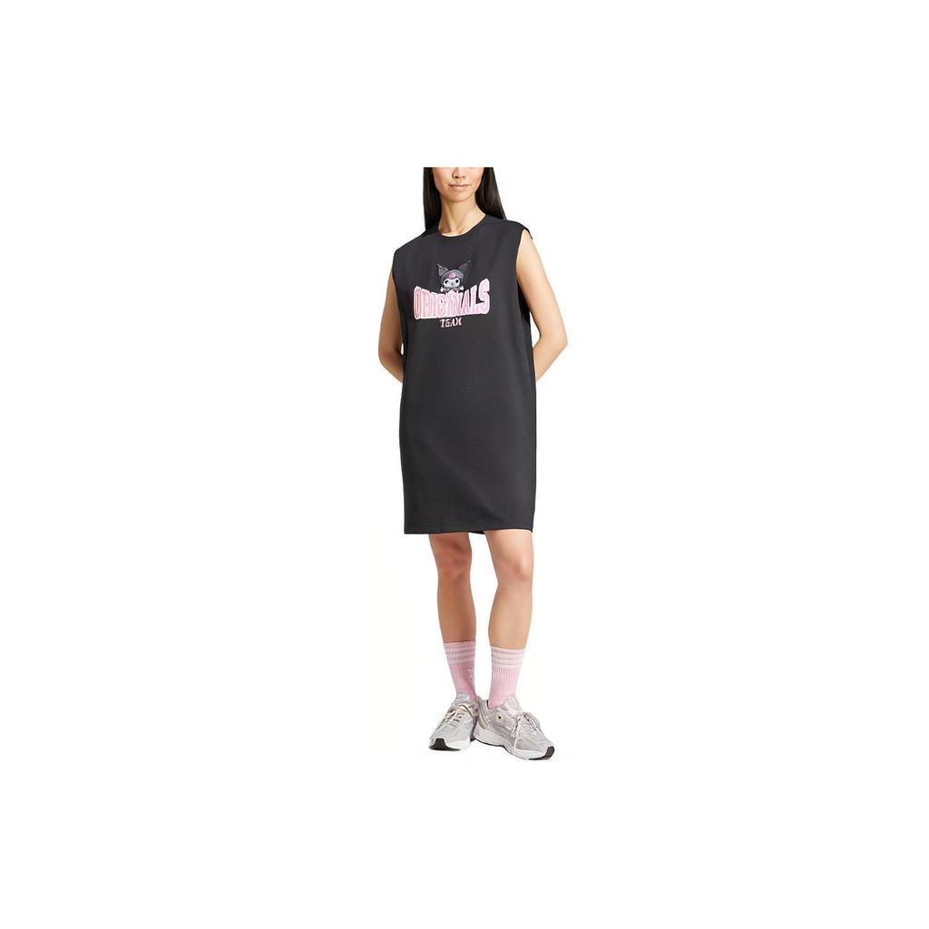 Adidas Originals X Hello Kitty Kuromi Cartoon Print Letter Tank Dress Women Dress Black JG8054