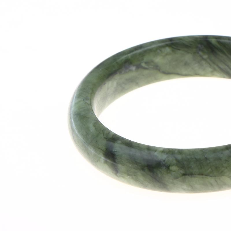 Green White Natural Jade Bracelet Hand Carved Wide Nanyu Bangle Premium Jewelry for Graduation Gift