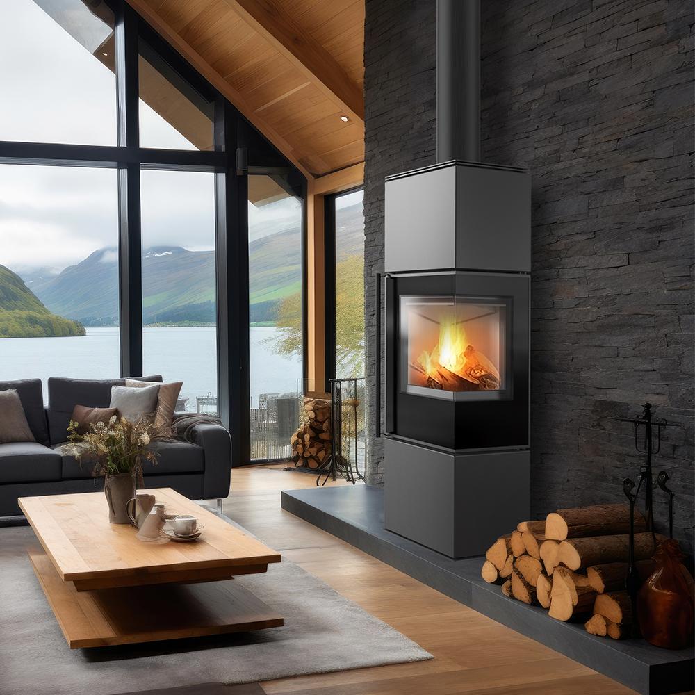 Wood burning steel stove KRATKI REN/M right Ø 150 7 kW self closing door