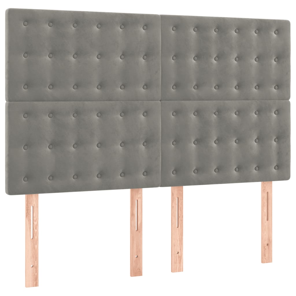 Vidaxl Letto Continentale Con Materasso, Grigio Chiaro, Velluto, 140X190Cm