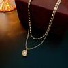 2-Piece French Vintage Folded Pearl Water Drop Double Necklace Elegant ins Versatile Necklace