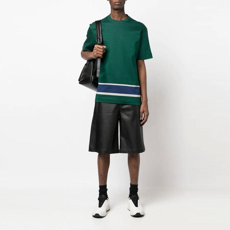 Emporio Armani SS23 Striped Detail Crew Neck Short Sleeve T-Shirt Men Tops Green 3R1T6G-1JXBZ-F552