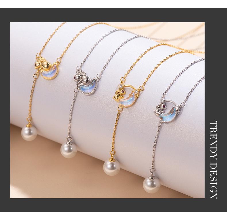 Banyan Tree S925 Sterling Silver Luxury Star & Moon Pearl Tassel Necklace - Elegant Clavicle Accessory for Women