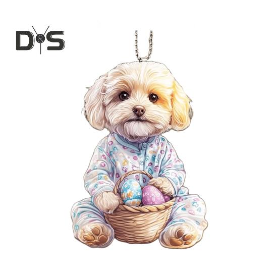 

Пасхальная собака подвесное украшение для автомобиля акриловая 2D плоская собака подвеска красочное животное щенок украшение пасхальные подарки E