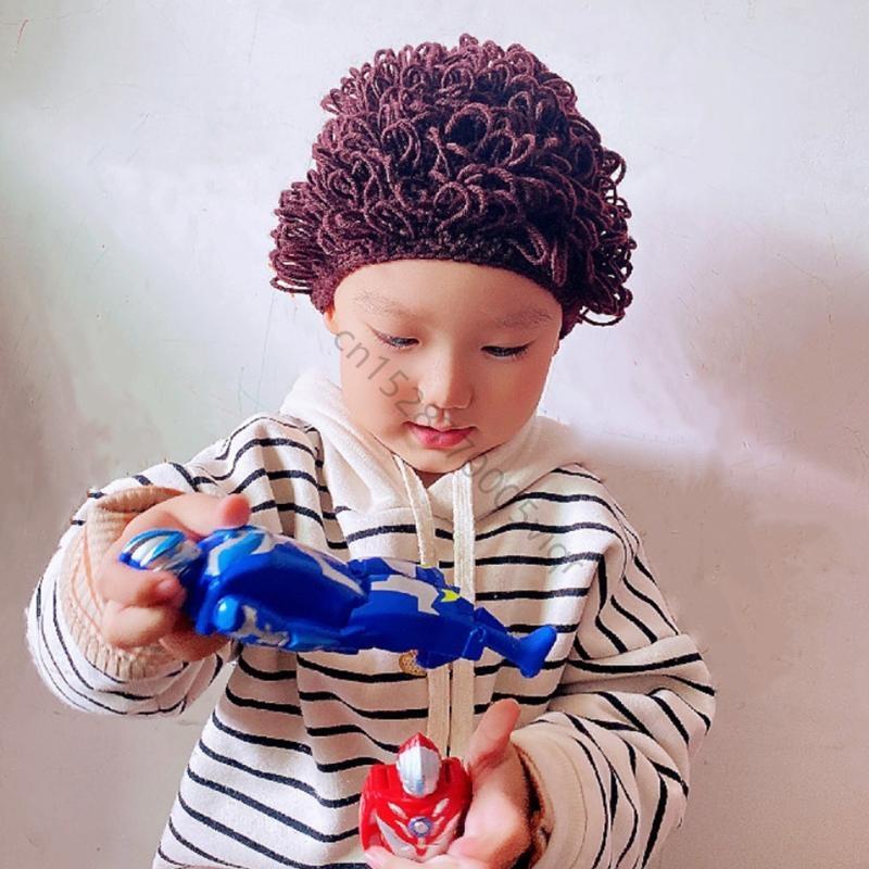 Woolen Hat Baby Curly fit for 18.9-20.4’’ for Head Circumference Handmade Fancy Dress Up for Party & Cosplay AXYD