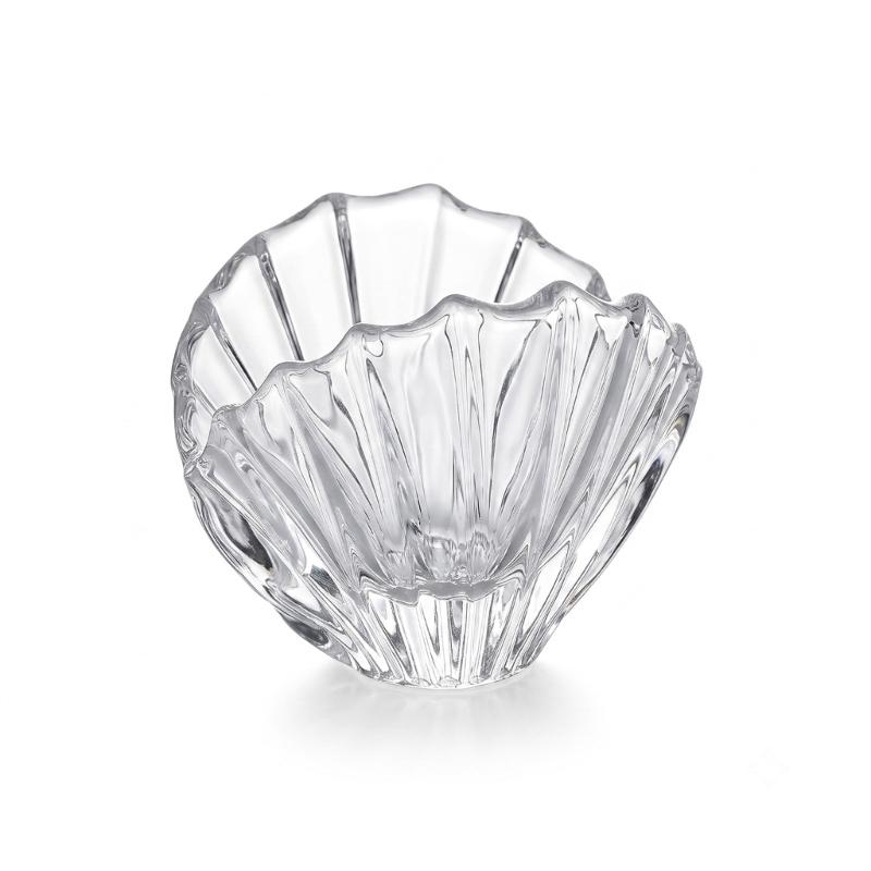 Shell Shape Glass Candle Holders with Clear Fluted Texture, Decorative Table Decors Candlestick Display for Desk, Side Table, Shelf, Bedroom, and