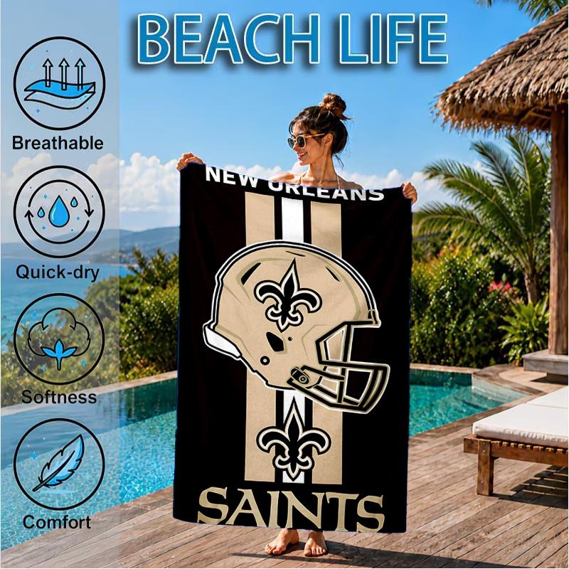 Orleans Saints Logo Beach Towel, Microfiber Beach Towel, Perfect For Pool, Beach, Travel, Home Decor Beach Party Fan gifts