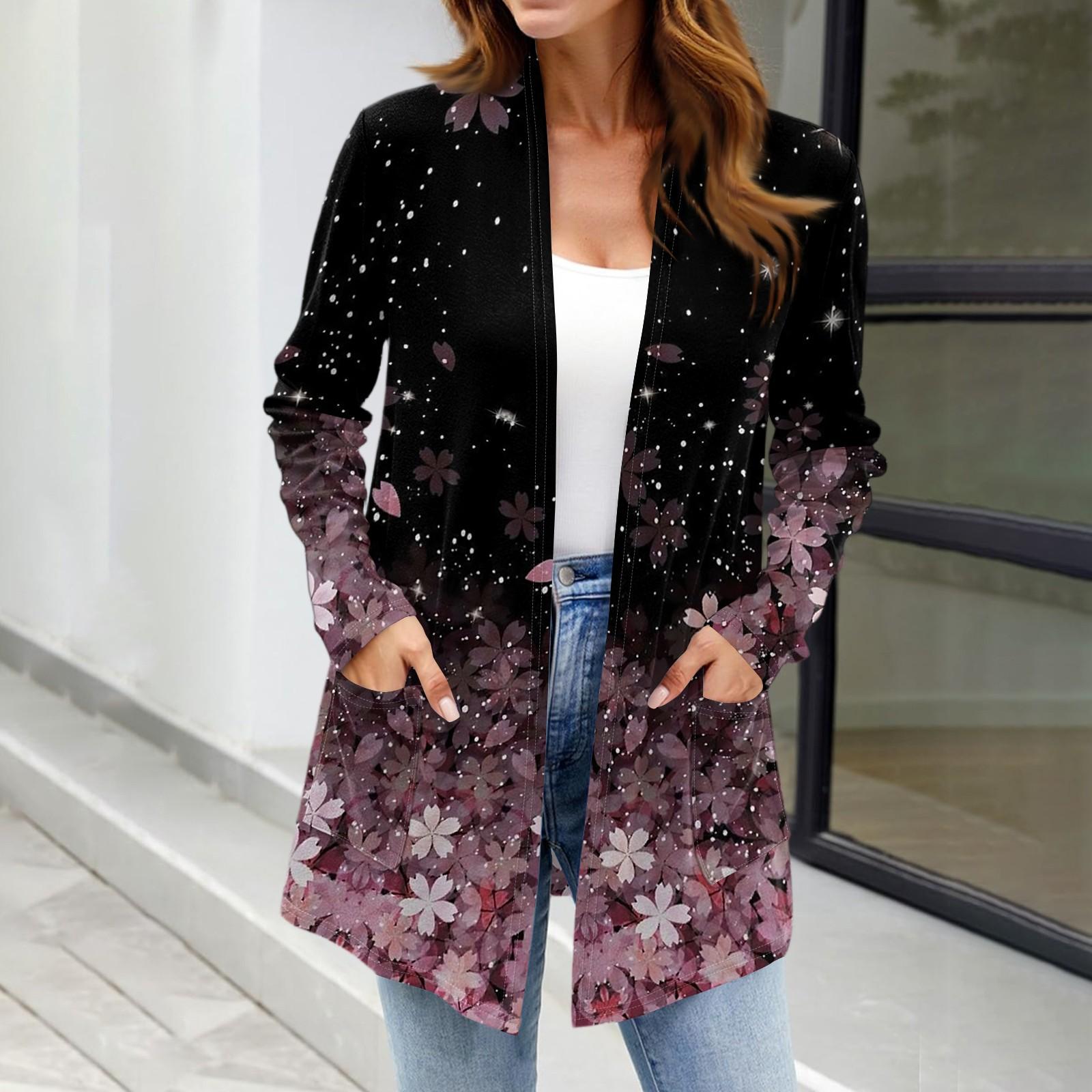 

Женские легкие кардиганы с открытой передней частью, с длинными рукавами, повседневные, свободные, тонкие кардиганы с карманами M