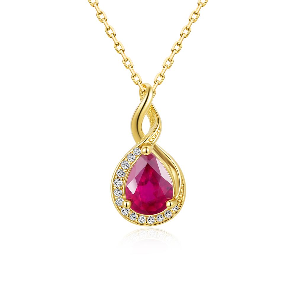 

Simple Natural Filled Ruby July Birthstone pendant 925 sterling silver necklace fine jewelry for Women s Anniversary party Gifts M красный