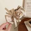 Jaw Clip Style Rose Hair Clip Satin Ribbon Ponytail Hair Claw Retro Rose Banana Clip  For Women
