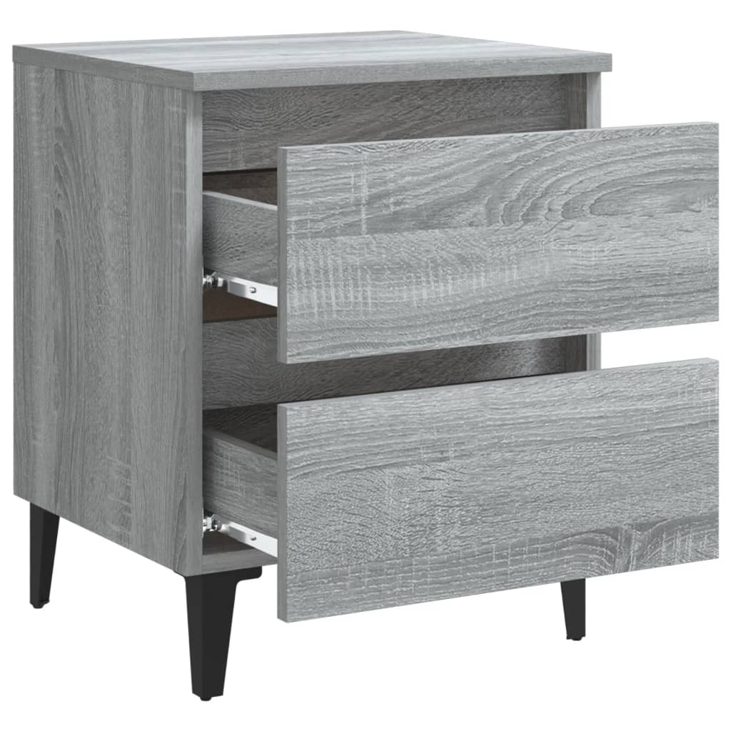 Nightstand with Metal Legs Grey Sonoma 40 x 35 x 50 cm