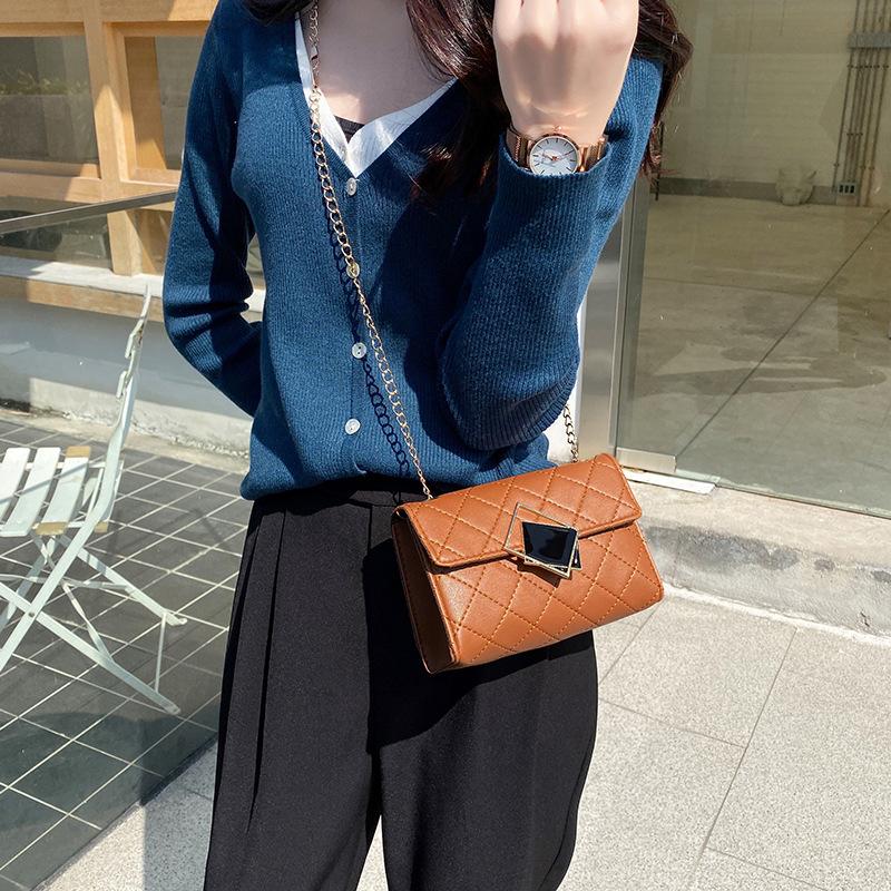 Diamond Embroidered Grid One Shoulder Bag for Women  Small Square Bag  Casual Crossbody Bag  High-end Feeling  New Fashion