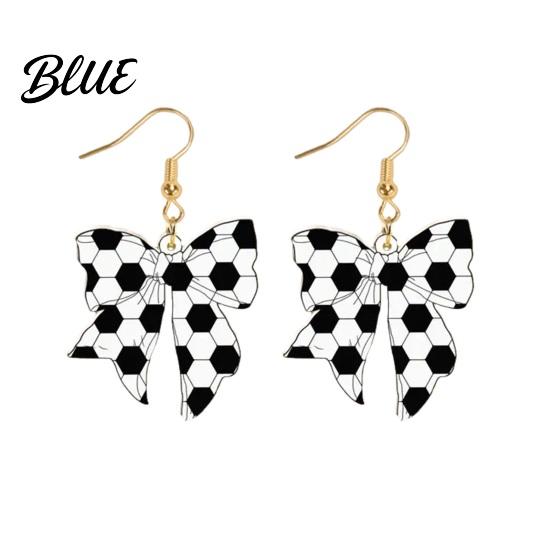 Women Earrings 1 Pair Sports Ball Bow Hook 2D Acrylic