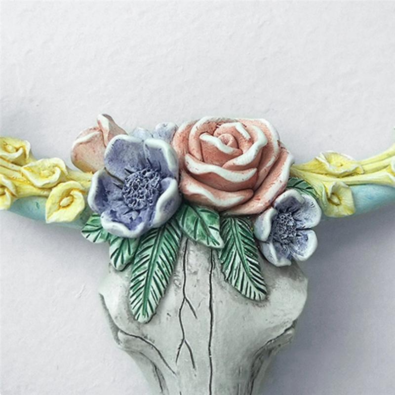 M-Modern-Rinderkopf Wandbehang Sukkulenten Blume Rinderkopf Miniaturfiguren Tier escultura Heim Hängende Ornamente Dekor