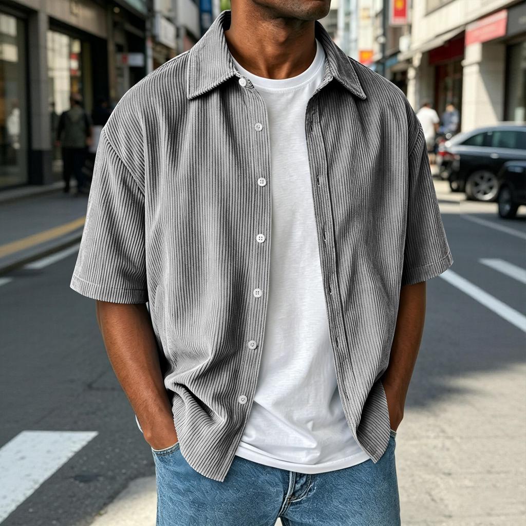Men's Collared Top Men's Casual And Comfortable Short Sleeved Shirt
