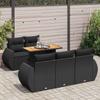 Vidaxl 6-Cz. Set di Mobili da Giardino con Cuscini, Polyrattan Nero