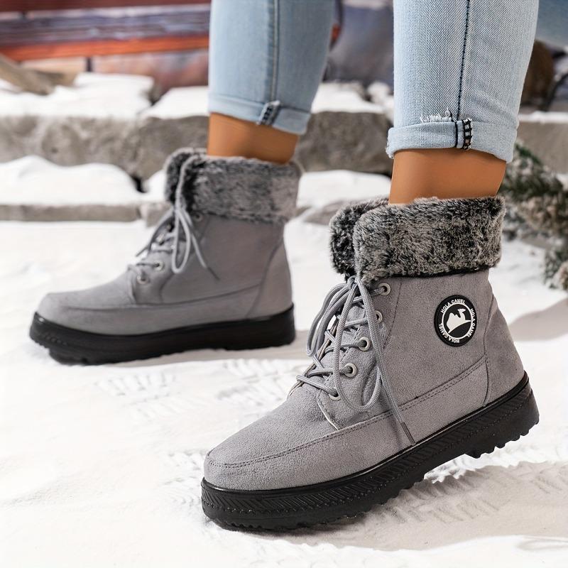 Women's Winter Outdoor Snow Boots Lace Up Thick Plush Lined Insulated Anti-Slip Waterproof Athletic Ankle Booties