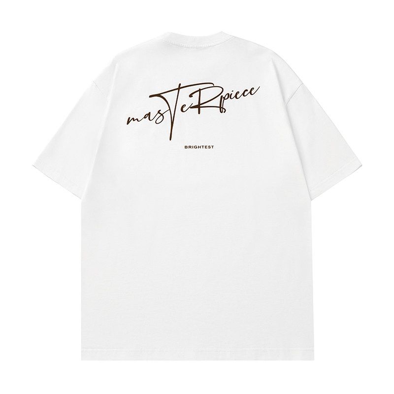 Wassup American-Style Letter Pure Cotton Short-Sleeve T-Shirt for Men and Women, New Summer Loose Heavyweight Crew Neck Half-Sleeve Top