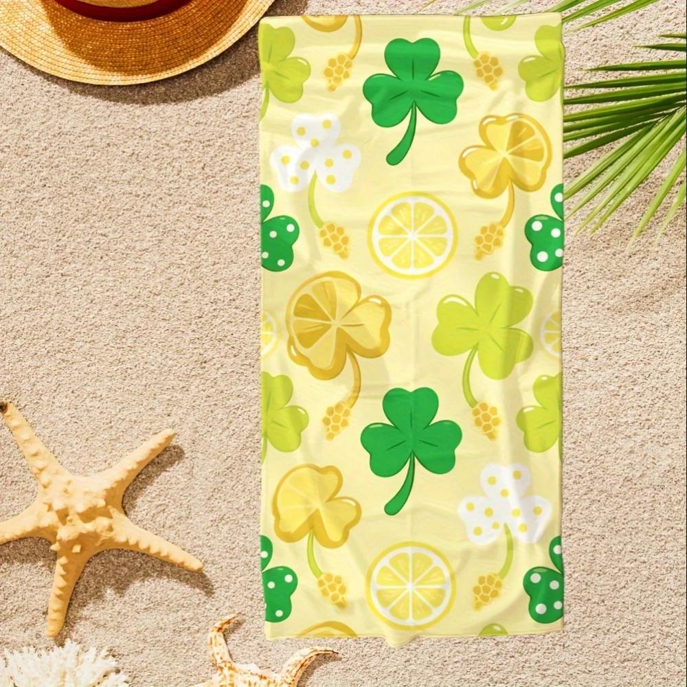 Modern Floral Clover & Daisy Pattern Beach Towel Beach Towel Vibrant Soft Yoga Swimming Running Beach Pool Yoga W40*H60(CM)