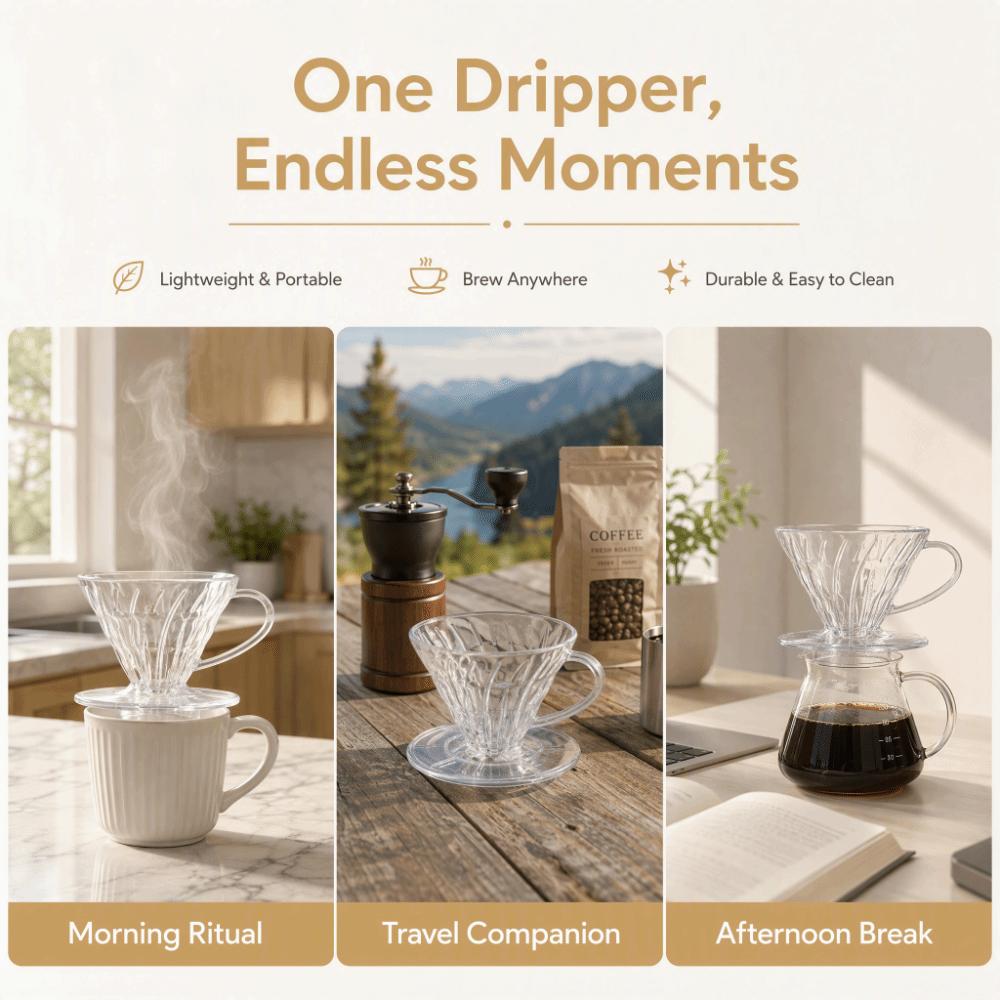 Reusable Filter Pour Over Coffee Maker 1-2 Cups Capacity Cone Coffee Maker  Camping Travel