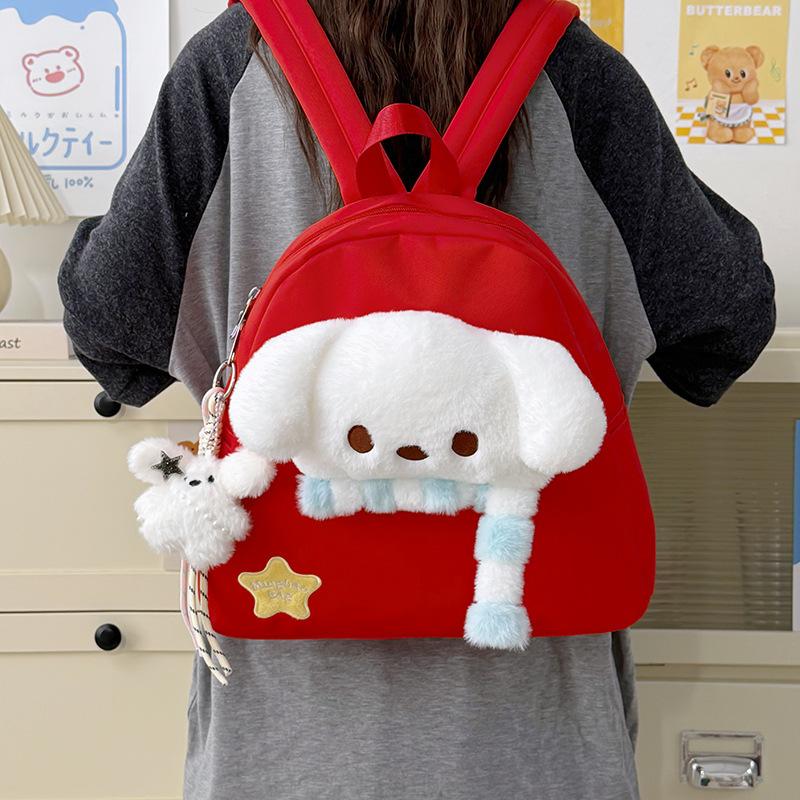 Schoolbag cute plush dog children's schoolbag kindergarten mini cute canvas backpack cartoon girl doll backpack