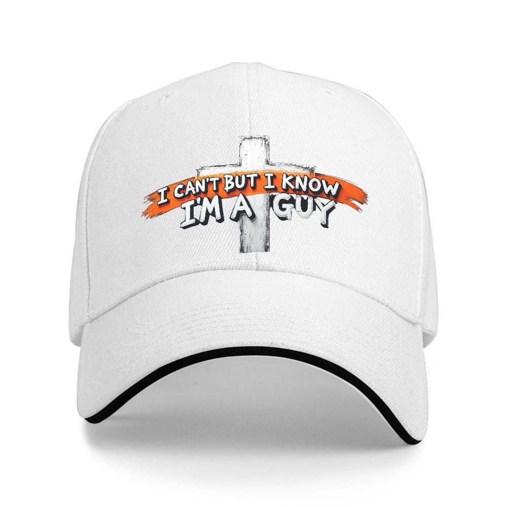 

Mens and Womens BlackWhite Graffiti Street Art Baseball Cap with I Cant But I Know Im a Man Christian Faith Design and Adjustable