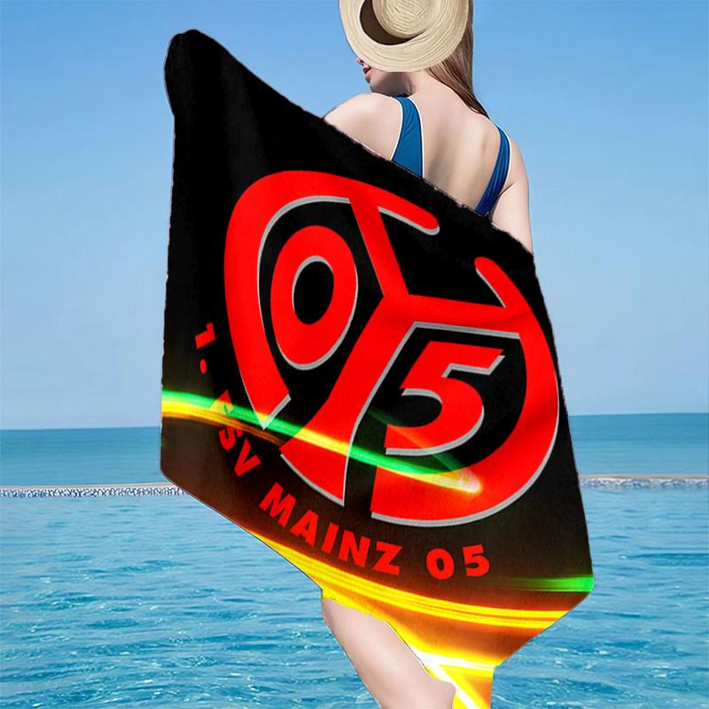 1 Stück Rotes Emblem FSV Mainz Strandtuch - Weiche, Saugfähige Mikrofaser, Leicht, Ideal für den Strand, Partys, Reisen, Camping Fan-Geschenke
