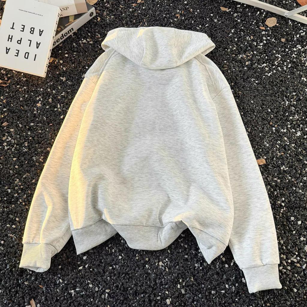Unisex Spring Shoulder Padded Jacket: High Street Cool, Zipper Accents, Fashion Hoodie Cardigan