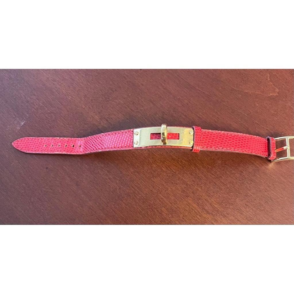 Used HERMES Kelly Watch Bracelet White & Red
