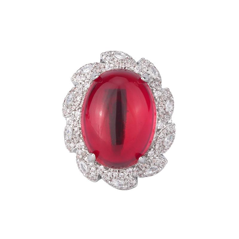 Jewelry Copper Bottom Gold-Plated Corundum Ice Seed Fluorescent Temperament Chalcedony Set 15 * 20