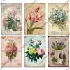 Decor Flower Plaque Metal Vintage Tin Sign Wall Decoration Posters for Home Garden Kitchen Living Room Iron Painting