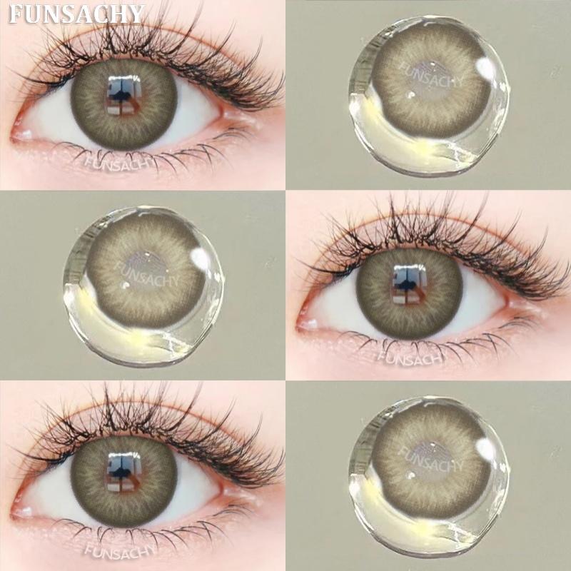 FUNSACHY 1 pár přírodně hnědých kontaktních čoček pro oči velké černé oči čočky korejská krása šedé zornice módní barevné oční kontakty