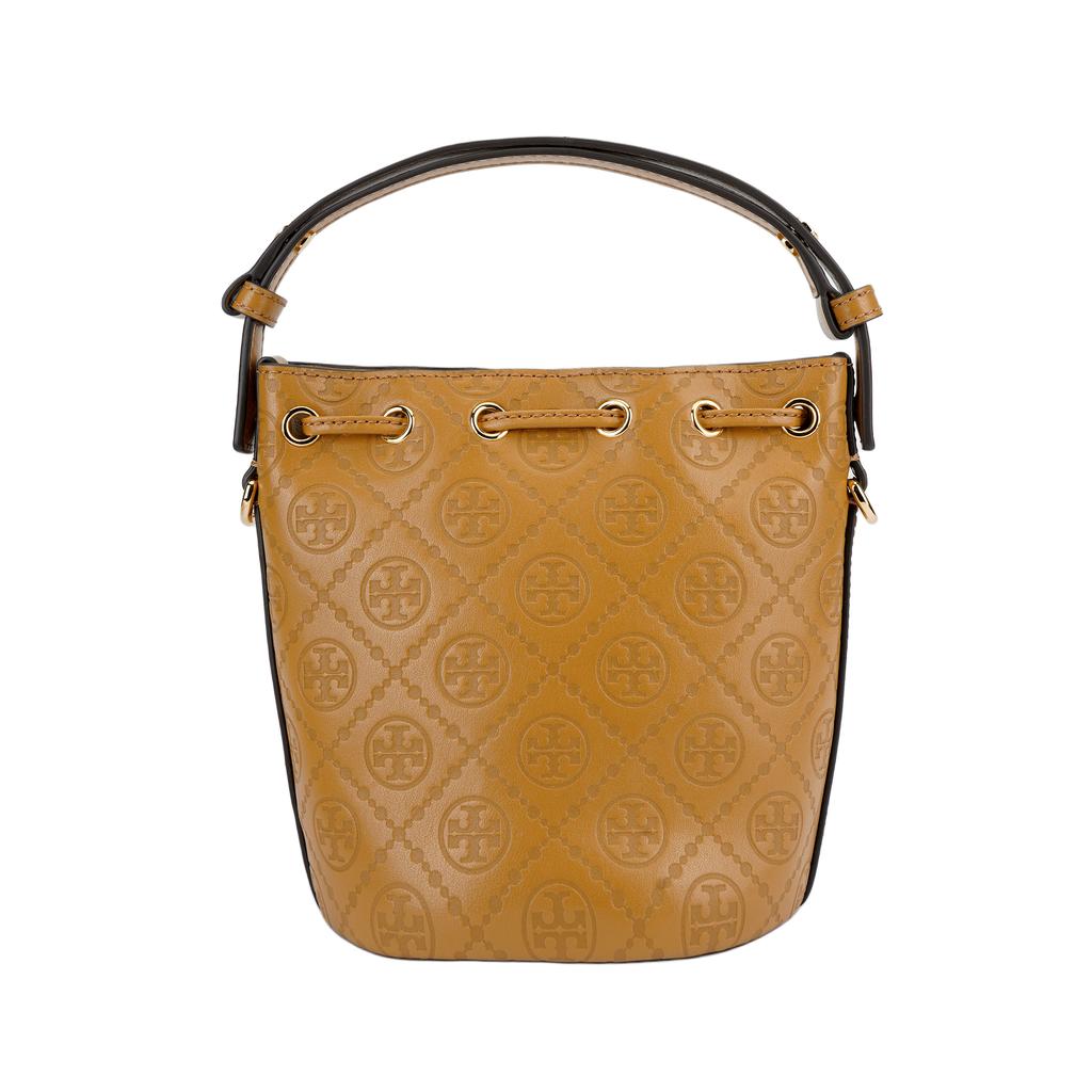 Tory Burch T Monogram Gold Double T Rope Buckle Adjustable Detachable Shoulder Strap Bucket Bag Women Handbags Brown 158530-200