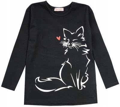 GIRL' BLOUSE Cotton LONG SLEEVE FOX Black 128 T003B