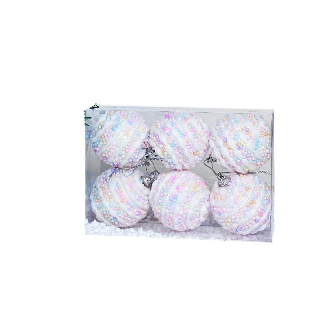 6Pcs Colorful Foam Christmas Balls Reusable Macaron Color Hanging Balls  Party