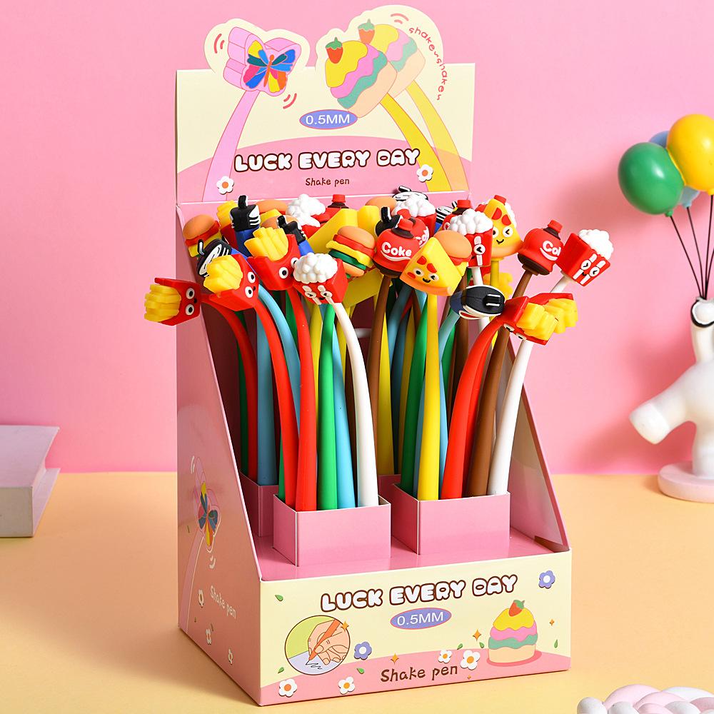

48Pcs Soft Burger Coke Shake Pen for Office Work, Brushing Questions, Signing Writing, Diaries, Notes, Student Classroom Prizes, Friend Party Random style 48PCS