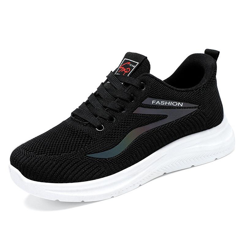 Shoes female couple flying woven sports shoes mesh breathable women's shoes soft sole comfortable casual shoes light mouth versatile single shoes