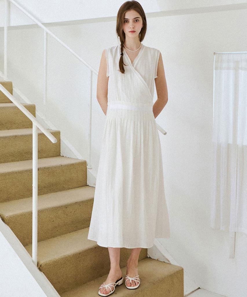 Slow Lolly Soft Wrap Sleeveless Dress_2 Colors